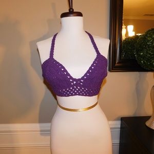 Purple Crochet Halter Top - One Size